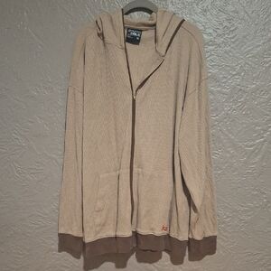 South Pole Men's Tan and Brown Zip-Up Sweater Size XL